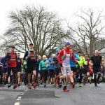 HX151860 Allendale Challenge. The runners set off from Allendale Town in the 29th annual Allendale Challenge. SATURDAY 7TH APRIL 2018. KATE BUCKINGHAM.